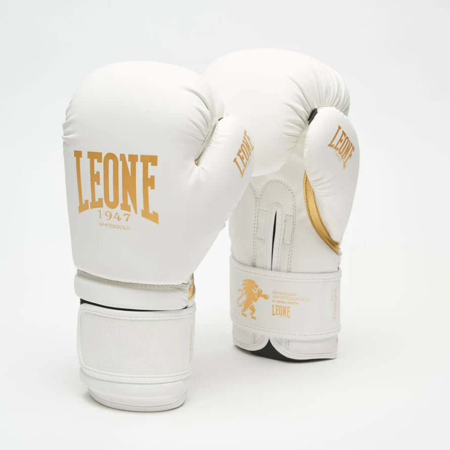 LEONE WHITE & GOLD EDITION BOXING GLOVES