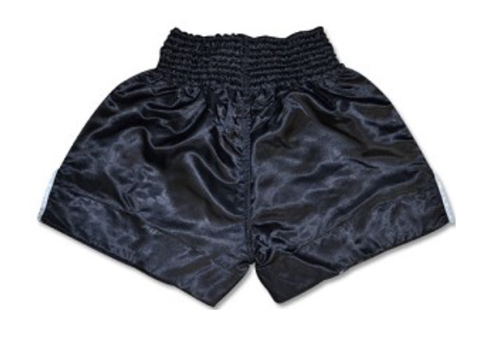 RING TO CAGE THAI SHORTS - Black/Gold/Silver