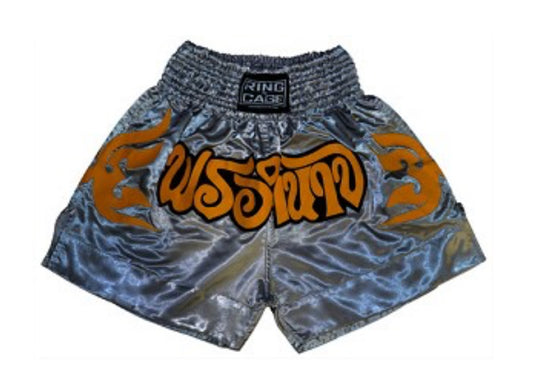 RING TO CAGE THAI SHORTS - Silver/Gold