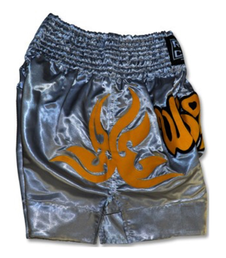 RING TO CAGE THAI SHORTS - Silver/Gold
