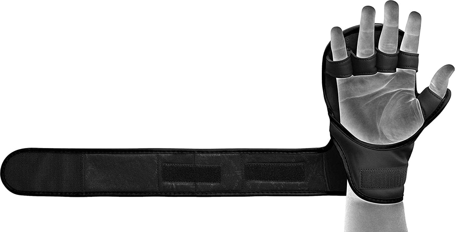 RDX F6 Kara MMA Sparring Gloves - 7oz - Black/Black