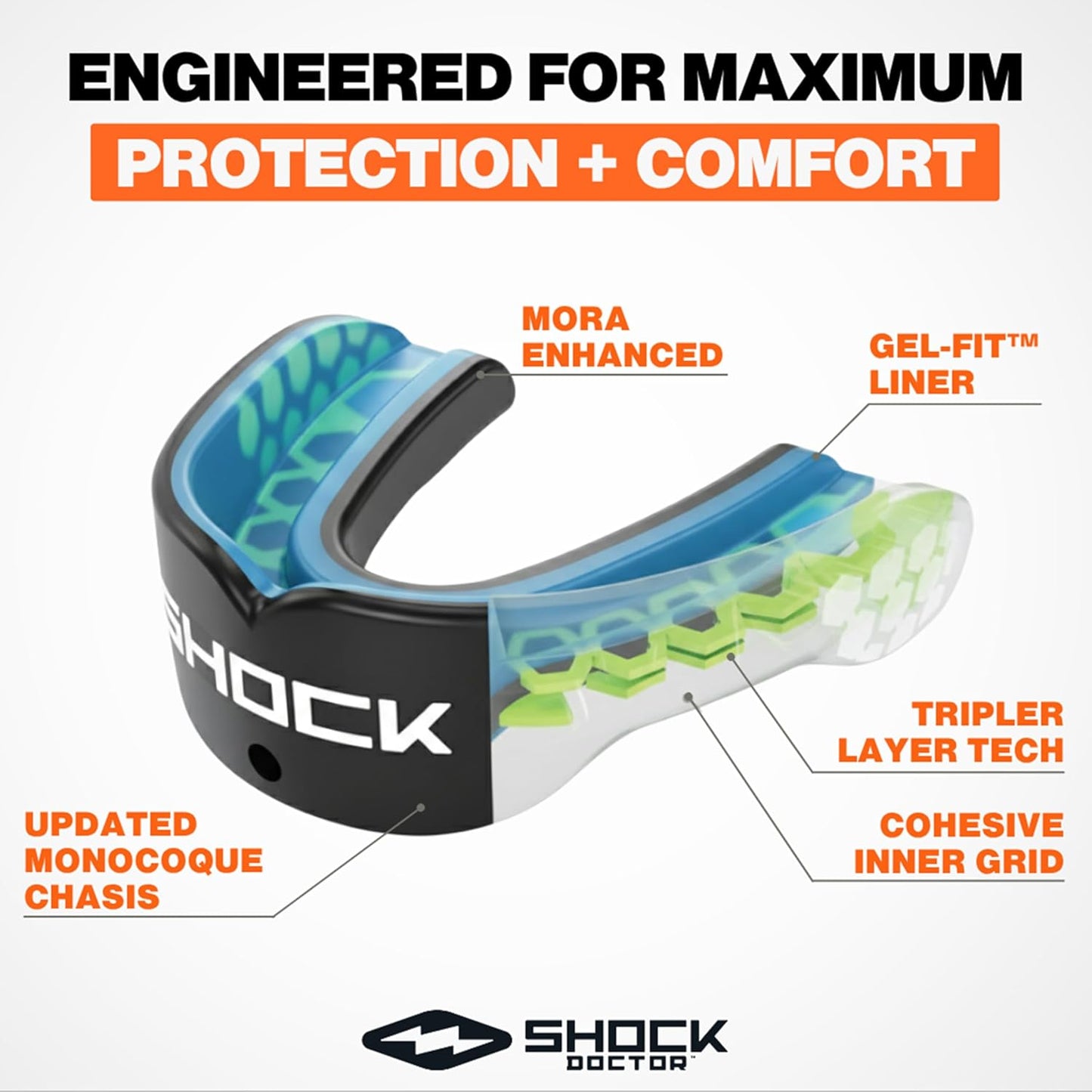 Shock Doctor Gel Max Power Mouthguard - Red Drip Fang - Youth