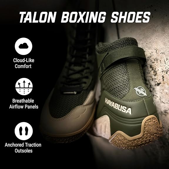 HAYABUSA TALON BOXING SHOES - Green/Tan