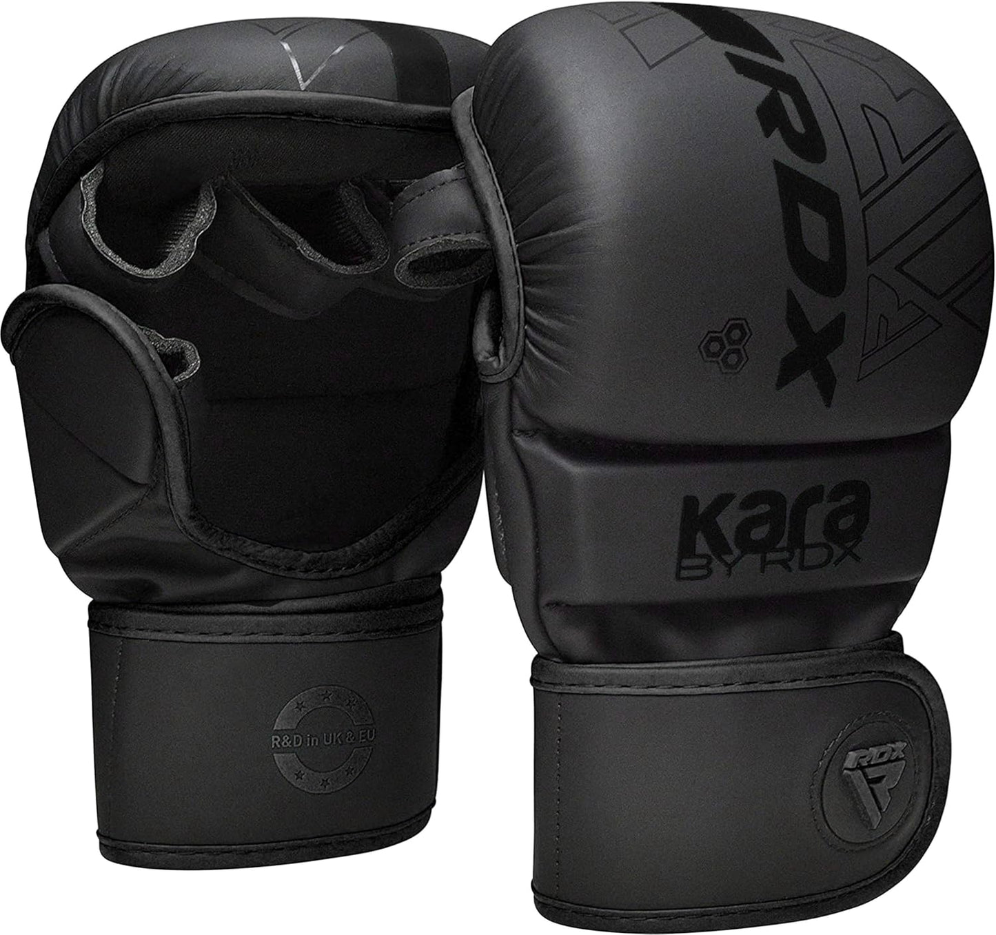 RDX F6 Kara MMA Sparring Gloves - 7oz - Black/Black