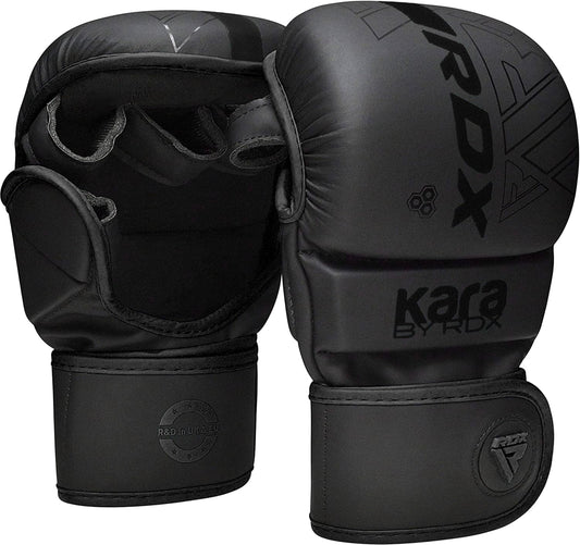 RDX F6 Kara MMA Sparring Gloves - 7oz - Black/Black