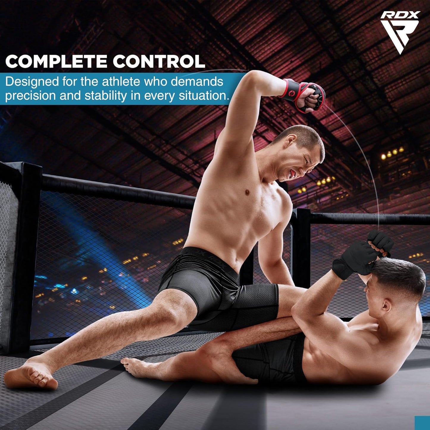 RDX F6 Kara MMA Sparring Gloves - 7oz - Black/Black