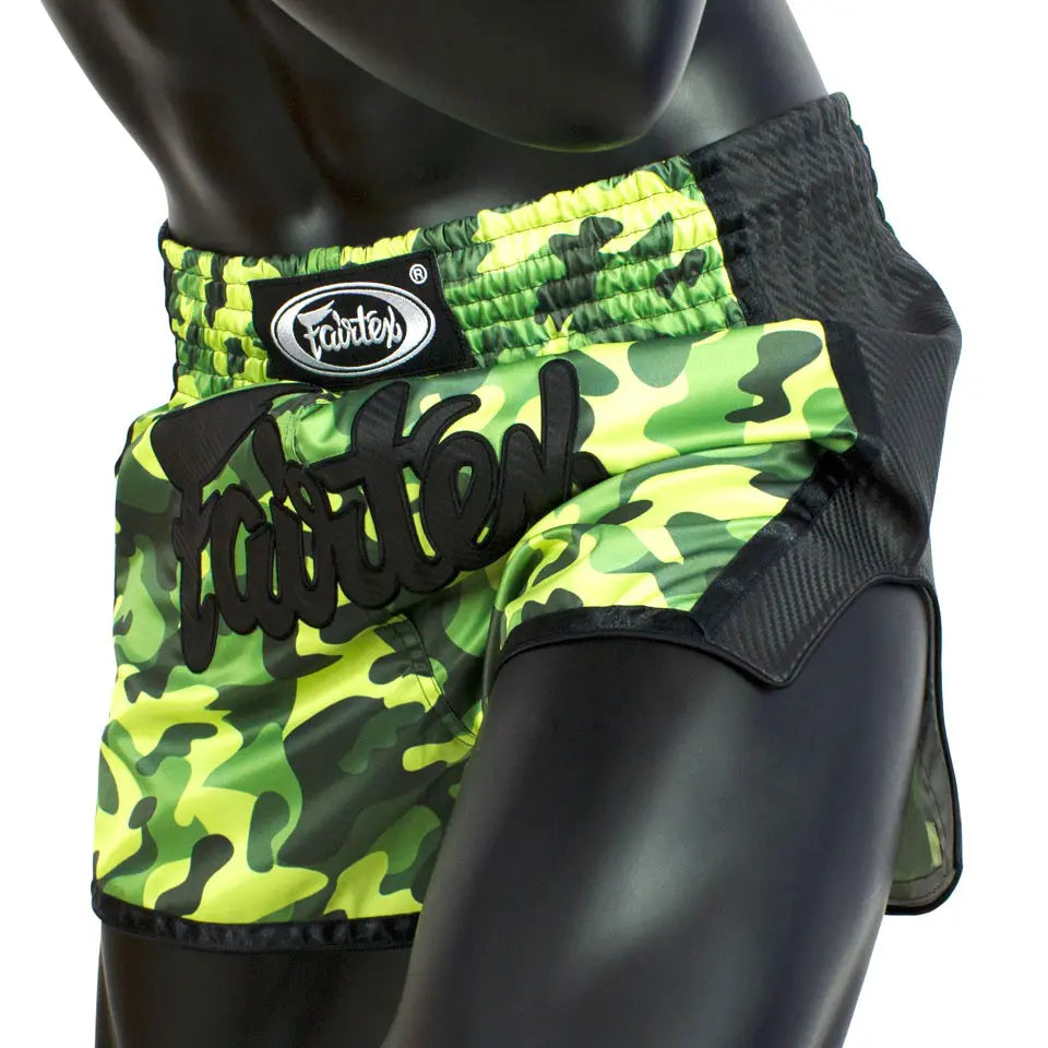 Fairtex Slim Cut Thai Shorts - Groene Camo