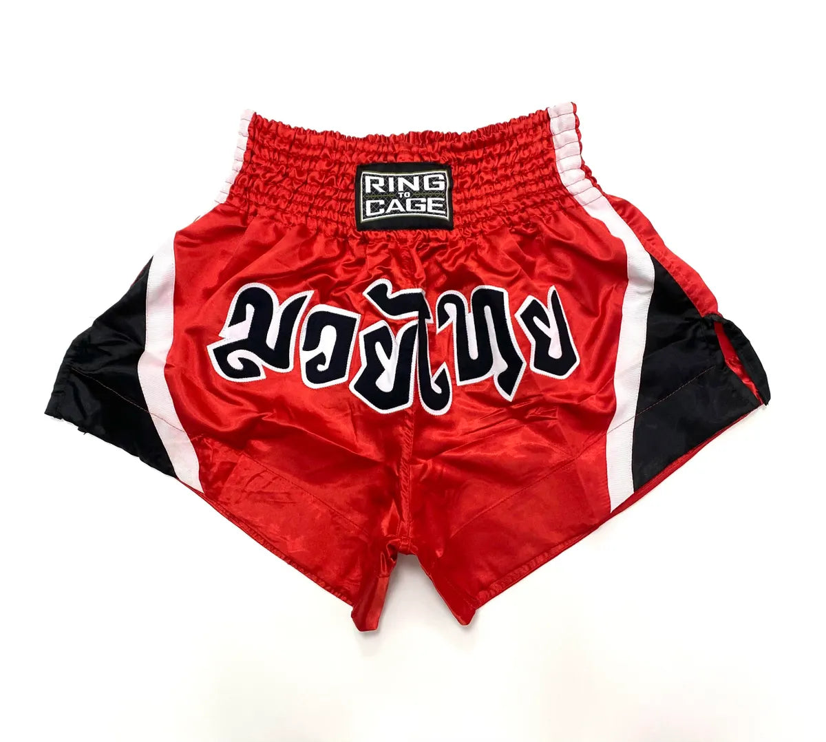 RING TO CAGE THAI SHORTS - Red w/White Stripe