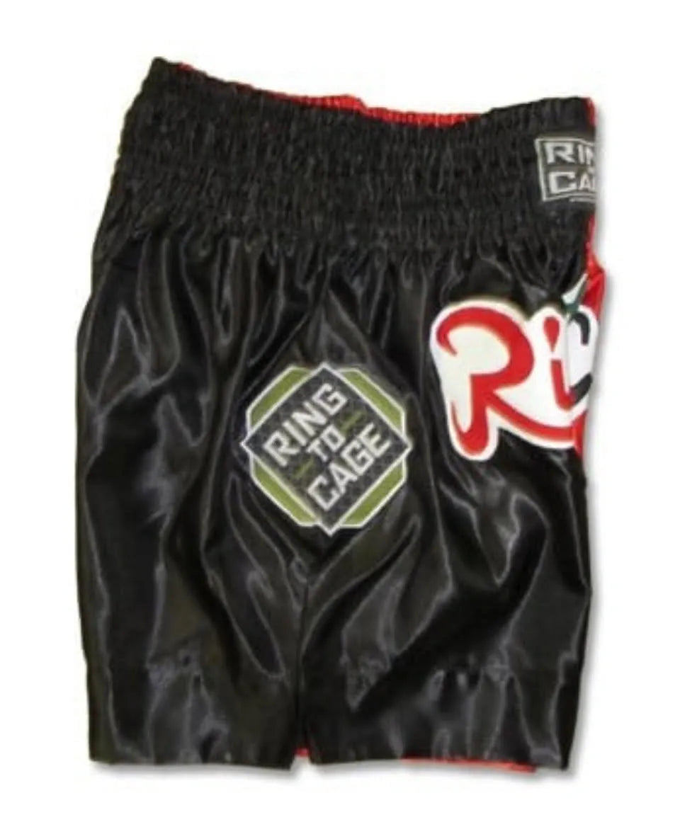 RING TO CAGE THAI SHORTS - Black/Red