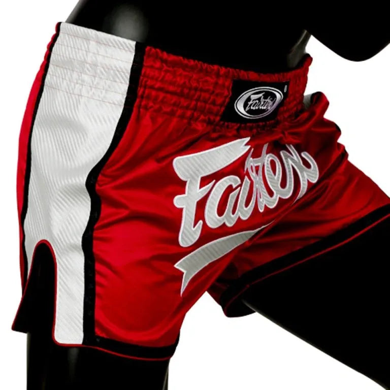 FAIRTEX SLIM CUT THAI SHORTS - RED/SILVER B1704