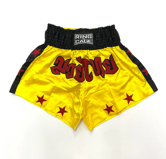 RING TO CAGE THAI SHORTS - Yellow/Stars