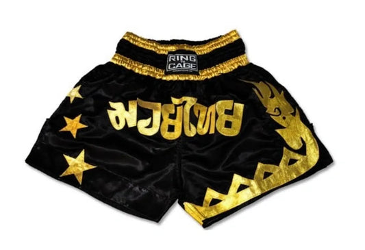 RING TO CAGE THAI SHORTS - Black/Gold