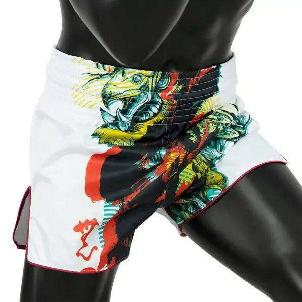 FAIRTEX SLIM CUT THAI SHORTS - WHITE SATORU