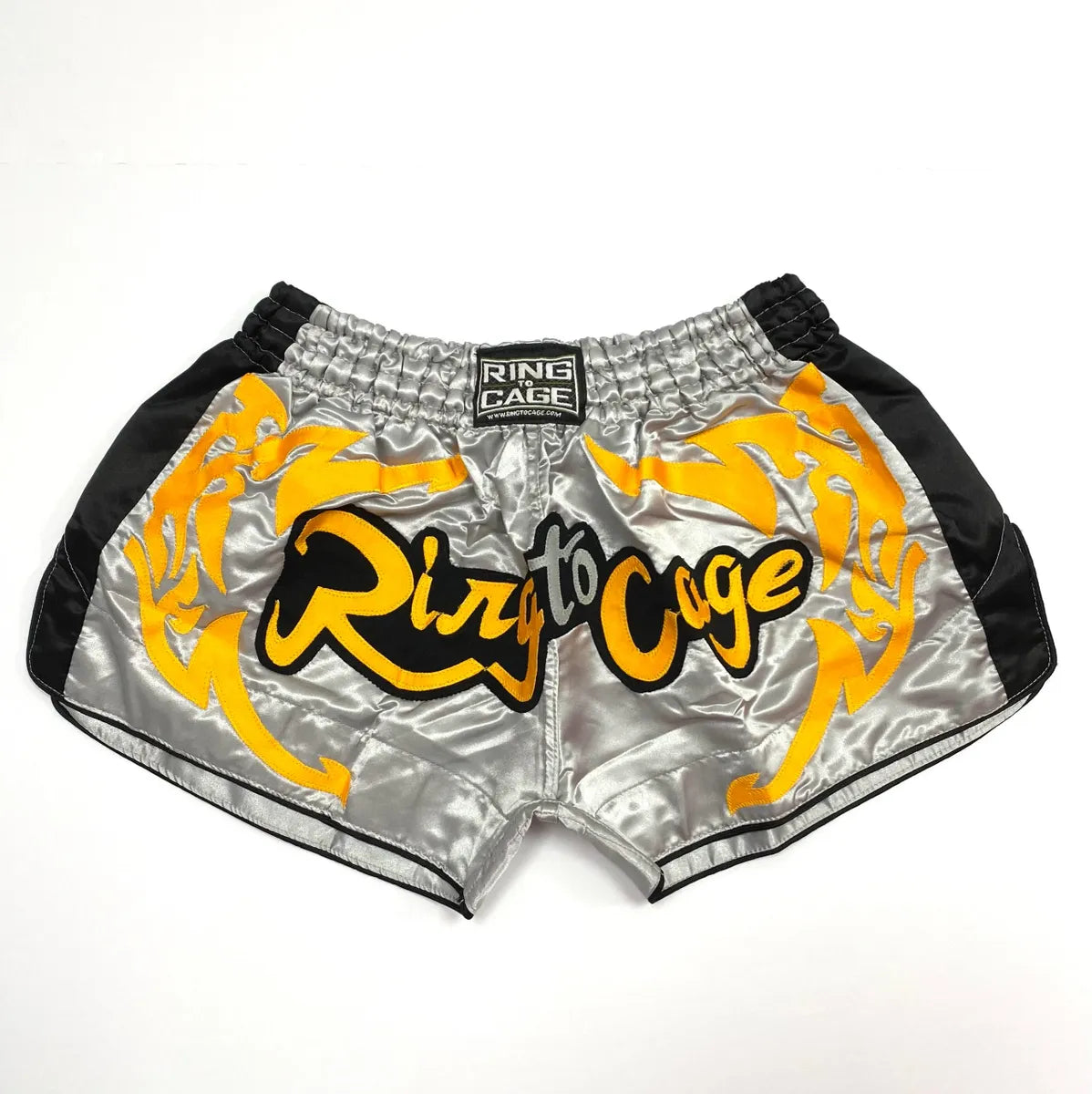 RING TO CAGE RETRO THAI SHORTS - Silver/Black