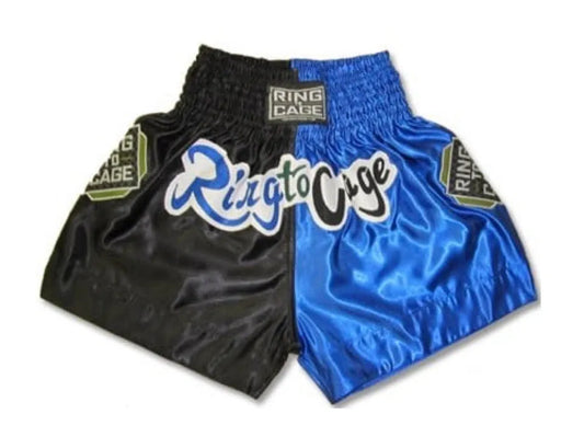 RING TO CAGE THAI SHORTS - Black/Blue