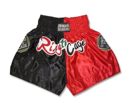 RING TO CAGE THAI SHORTS - Black/Red