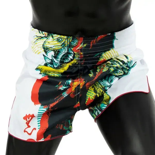 FAIRTEX SLIM CUT THAI SHORTS - WHITE SATORU