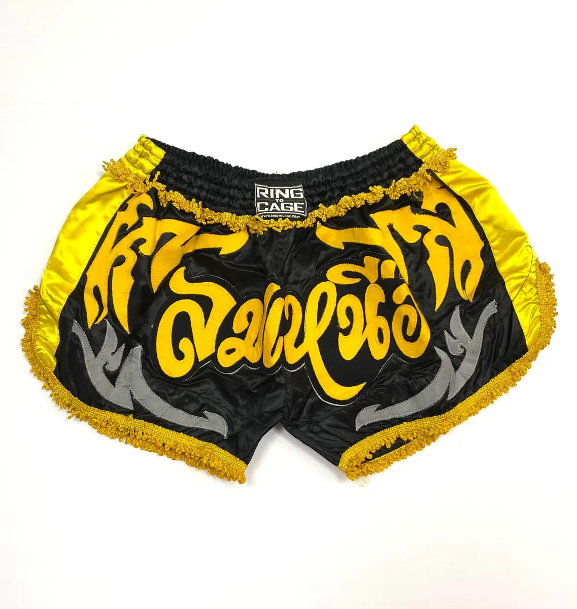 RING TO CAGE RETRO THAI SHORTS - Black/Gold