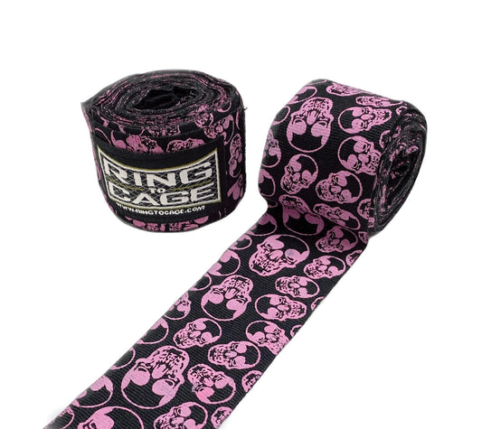 RING TO CAGE HAND WRAPS - Pink Skulls